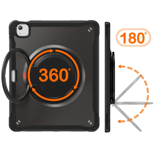 For iPad Air 13 2025 / 2024 Powerful Sailor Ring Holder Heavy Duty Hybrid Tablet Case with Strap(Black) by buy2fix