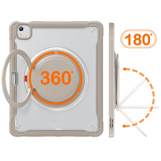 For iPad Air 13 2025 / 2024 Powerful Sailor Ring Holder Heavy Duty Hybrid Tablet Case with Strap(Khaki) by buy2fix