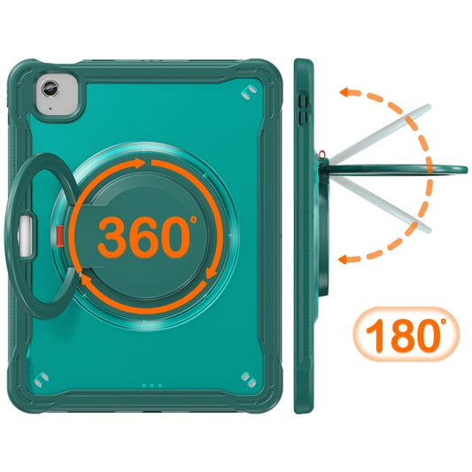 For iPad Air 11 2025 / 2024 Powerful Sailor Ring Holder Heavy Duty Hybrid Tablet Case with Strap(Dark Green) by buy2fix