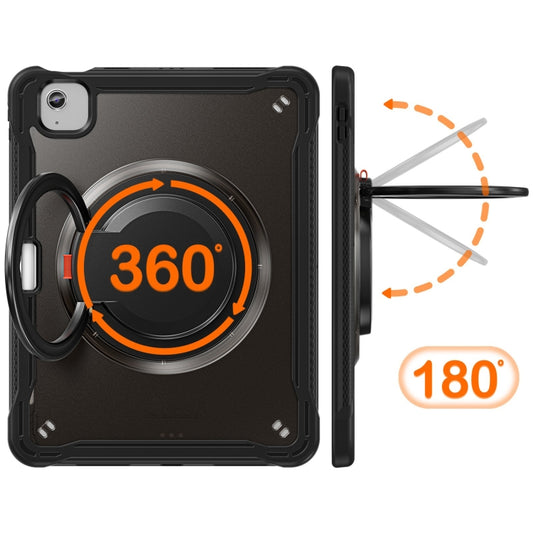 For iPad Air 11 2025 / 2024 Powerful Sailor Ring Holder Heavy Duty Hybrid Tablet Case with Strap(Black) by buy2fix