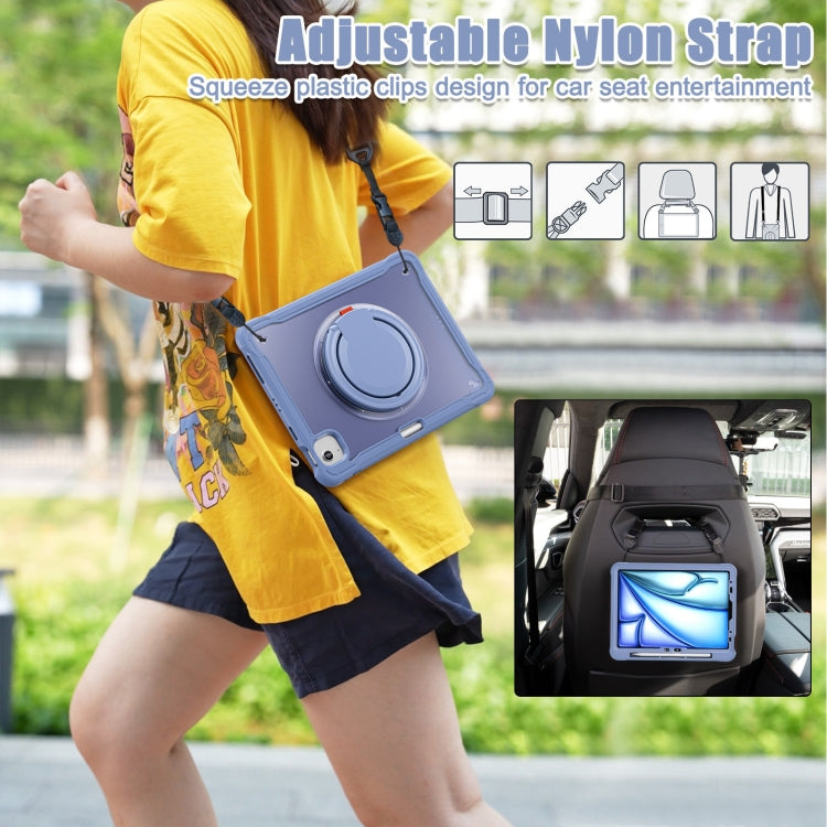 For iPad Air 11 2025 / 2024 Powerful Sailor Ring Holder Heavy Duty Hybrid Tablet Case with Strap(Lavender Grey) by buy2fix