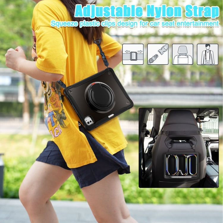 For iPad Pro 11 2025 / 2024 Powerful Sailor Ring Holder Heavy Duty Hybrid Tablet Case with Strap(Black) by buy2fix