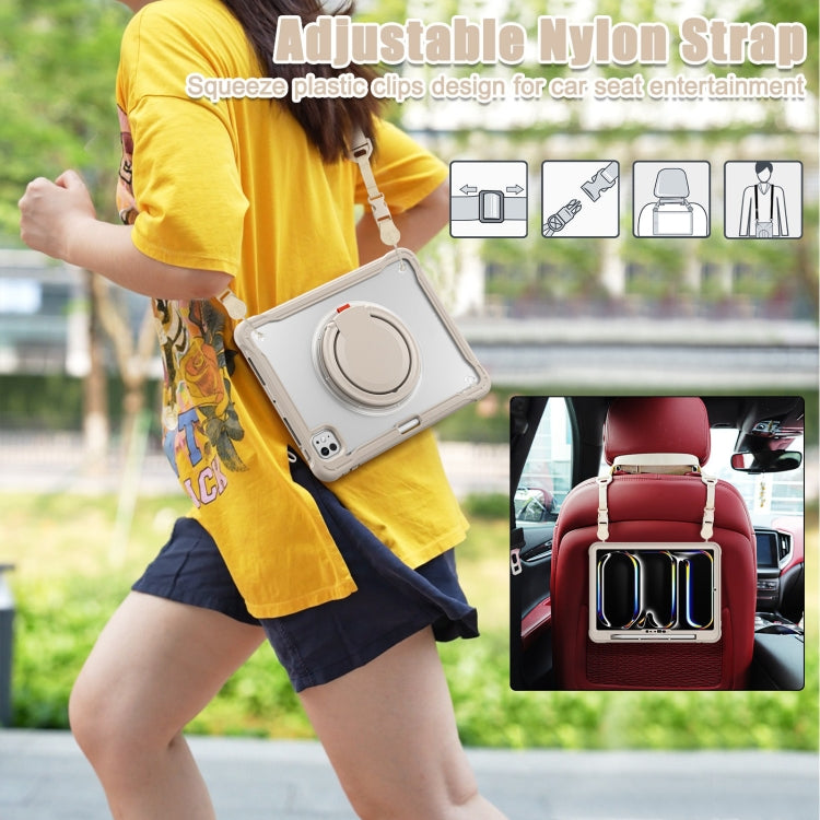 For iPad Pro 11 2025 / 2024 Powerful Sailor Ring Holder Heavy Duty Hybrid Tablet Case with Strap(Khaki) by buy2fix