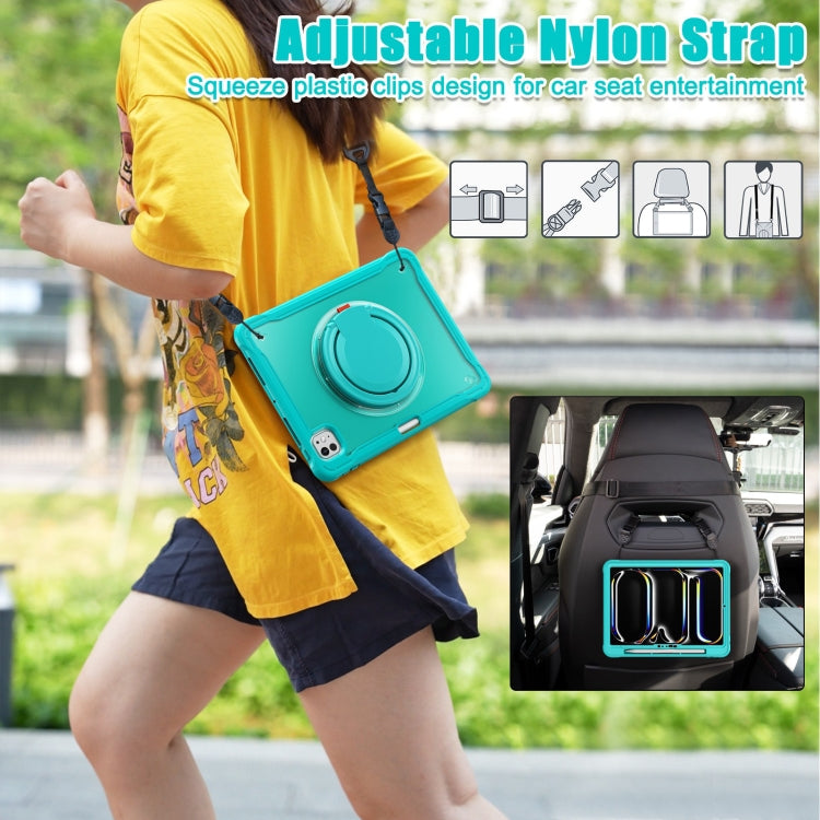 For iPad Pro 11 2025 / 2024 Powerful Sailor Ring Holder Heavy Duty Hybrid Tablet Case with Strap(Light Blue) by buy2fix