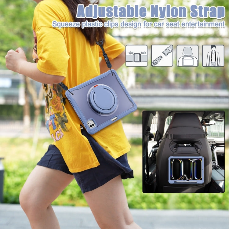 For iPad Pro 11 2025 / 2024 Powerful Sailor Ring Holder Heavy Duty Hybrid Tablet Case with Strap(Lavender Grey) by buy2fix