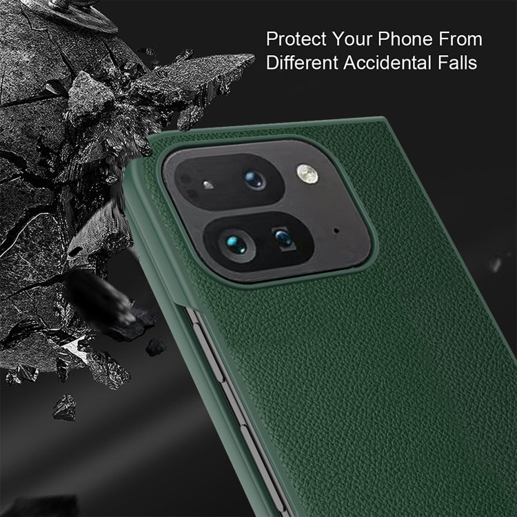 For Google Pixel 9 Pro Fold Litchi Texture Leather PC Shockproof Phone Case(Black) by buy2fix