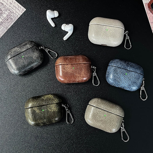 For AirPods Pro Retro Oil Leather Bluetooth Earphones Protective Case(White) by buy2fix