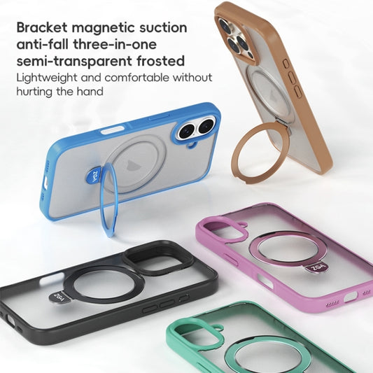 For iPhone 16 ZGA Magsafe Holder PC Hybrid TPU Phone Case(Black) by ZGA