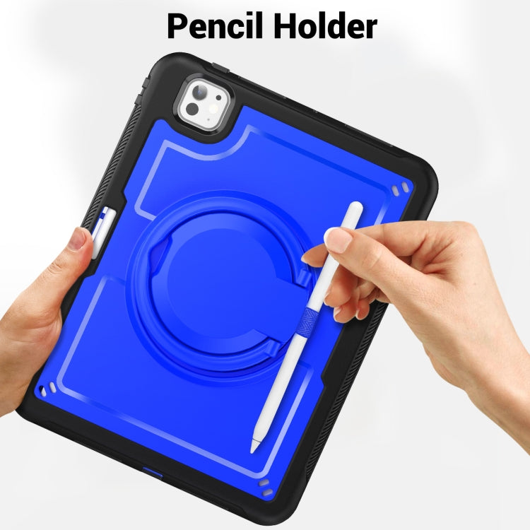For iPad Pro 11 2025 / 2024 Honeycomb Hybrid Tablet Case with Handle Holder & Strap(Dark Blue) by buy2fix