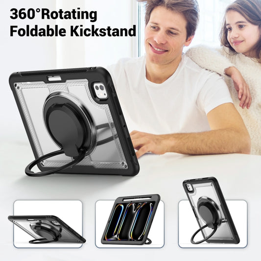 For iPad Pro 11 2025 / 2024 Honeycomb Hybrid Tablet Case with Handle Holder & Strap(Transparent) by buy2fix