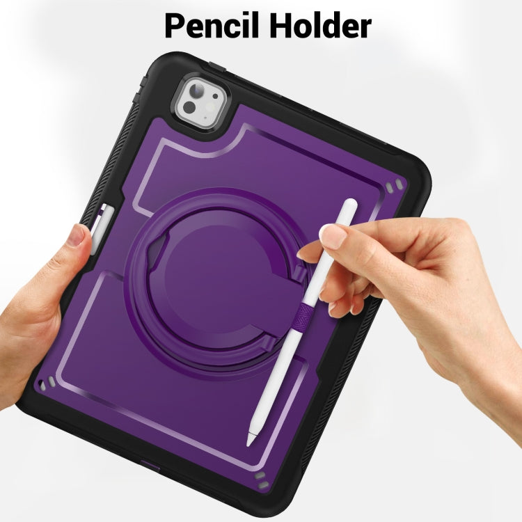 For iPad Pro 11 2025 / 2024 Honeycomb Hybrid Tablet Case with Handle Holder & Strap(Purple) by buy2fix