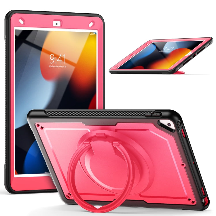 For iPad 10.2 2021 / 2020 / 10.5 2019 Honeycomb Hybrid Tablet Case with Handle Holder & Strap(Rose Red) - iPad 10.2 Cases by buy2fix | Online Shopping UK | buy2fix