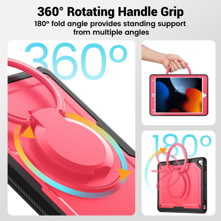 For iPad 10.2 2021 / 2020 / 10.5 2019 Honeycomb Hybrid Tablet Case with Handle Holder & Strap(Rose Red) - iPad 10.2 Cases by buy2fix | Online Shopping UK | buy2fix