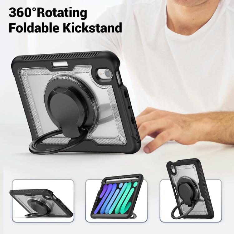 For iPad mini 2024 / mini 6 Honeycomb Hybrid Tablet Case with Handle Holder & Strap(Transparent) - iPad mini 2024 Cases by buy2fix | Online Shopping UK | buy2fix