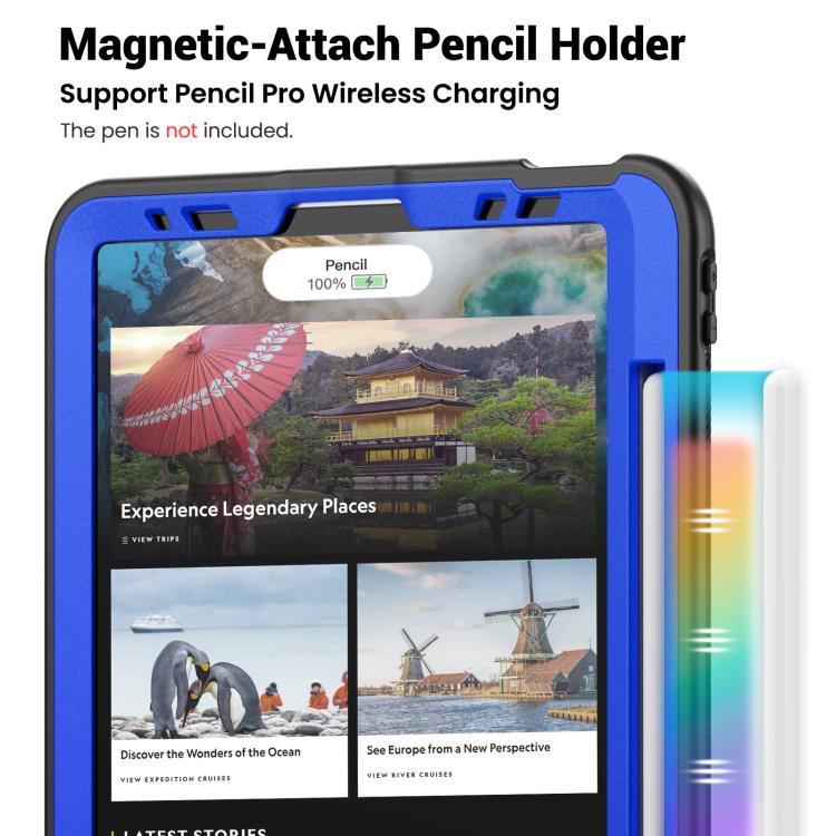 For iPad Pro 11 2022 / Air 10.9 2022 Honeycomb Hybrid Tablet Case with Handle Holder & Strap(Dark Blue) - iPad Pro 11 (2022/2021) Cases by buy2fix | Online Shopping UK | buy2fix