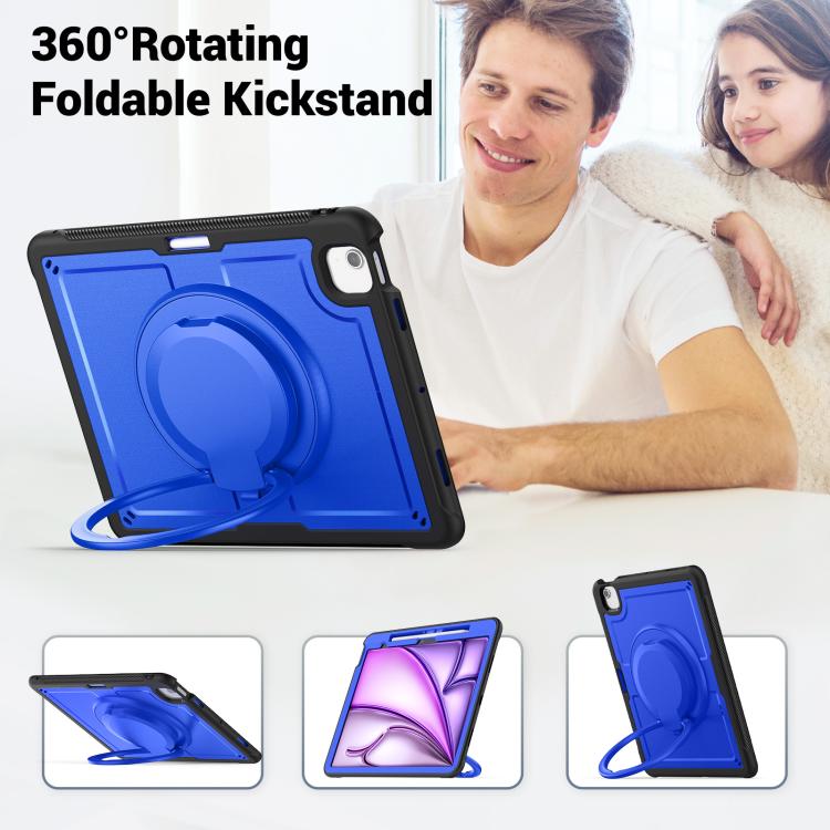 For iPad Air 13 2025 / 2024 Honeycomb Hybrid Tablet Case with Handle Holder & Strap(Dark Blue) - iPad Air 13 2025 / 2024 Cases by buy2fix | Online Shopping UK | buy2fix