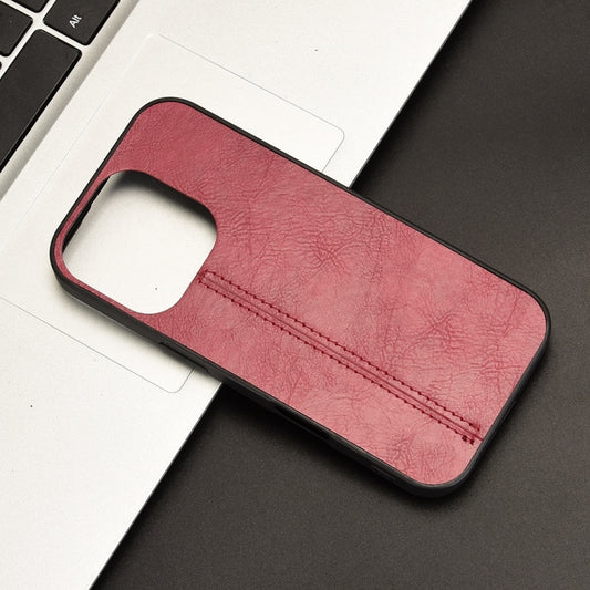 For iPhone 16 Pro Cow Pattern Sewing Back Cover Phone Case(Red) by buy2fix