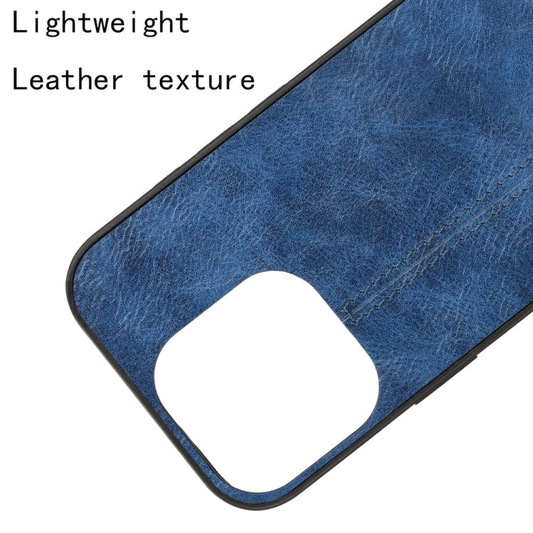 For iPhone 16 Pro Cow Pattern Sewing Back Cover Phone Case(Blue) by buy2fix