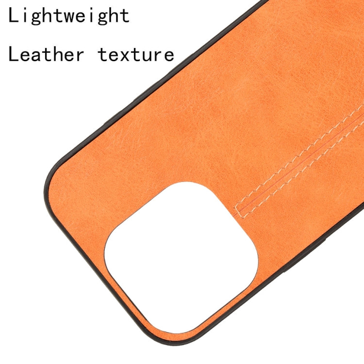 For iPhone 16 Pro Cow Pattern Sewing Card Bag Phone Case(Orange) by buy2fix