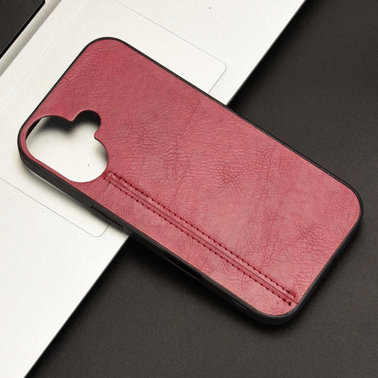 For iPhone 16 Plus Cow Pattern Sewing Card Bag Phone Case(Red) by buy2fix