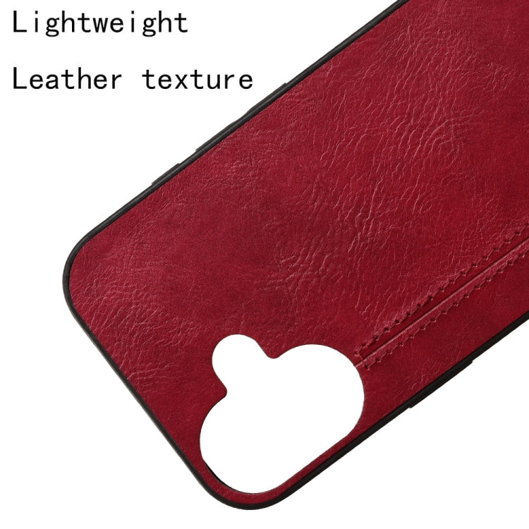 For iPhone 16 Cow Pattern Sewing Card Bag Phone Case(Red) by buy2fix