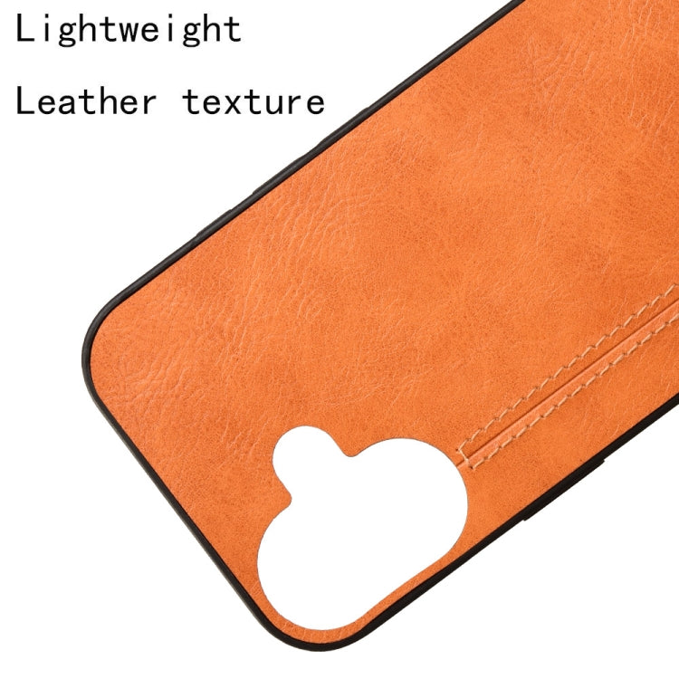 For iPhone 16 Cow Pattern Sewing Card Bag Phone Case(Orange) by buy2fix