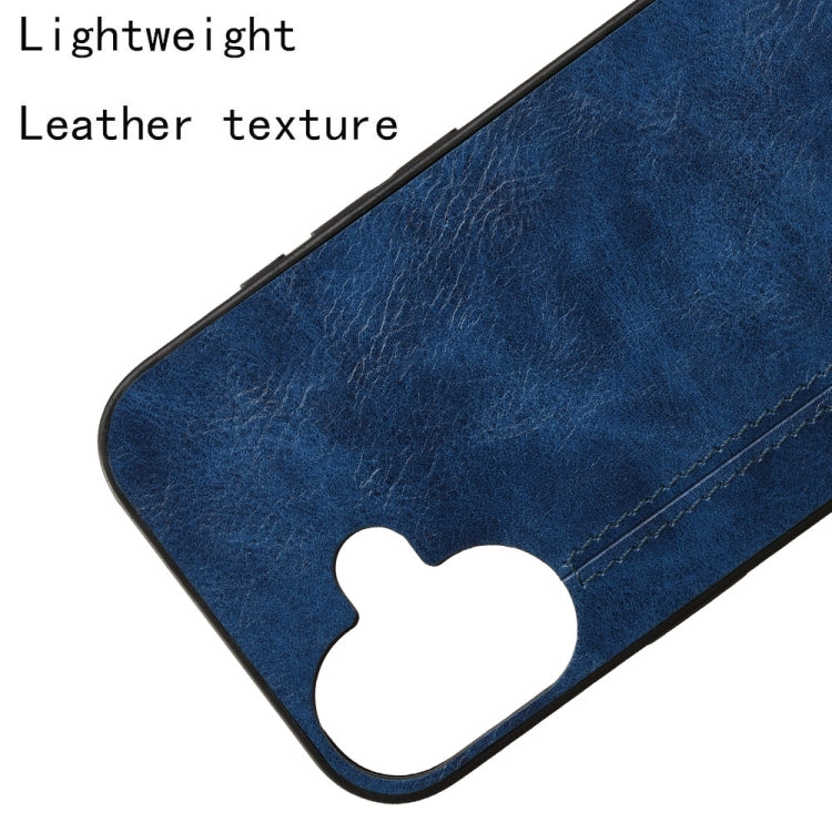 For iPhone 16 Cow Pattern Sewing Card Bag Phone Case(Blue) by buy2fix