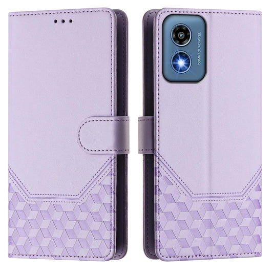 For Motorola Moto G 5G 2024 Oversea Honeycomb Embossing RFID Leather Phone Case(Light Purple) by buy2fix