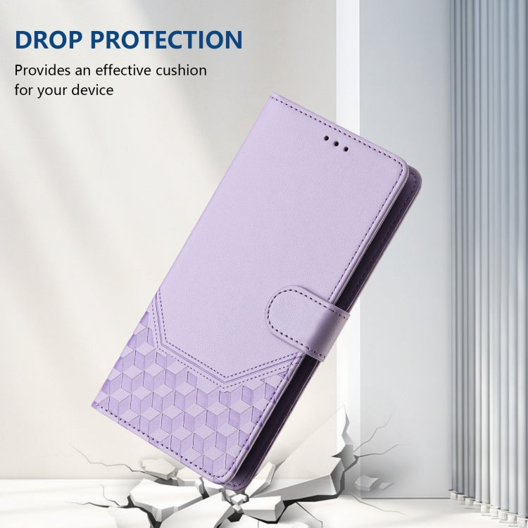 For Motorola Moto G 5G 2024 Oversea Honeycomb Embossing RFID Leather Phone Case(Light Purple) by buy2fix