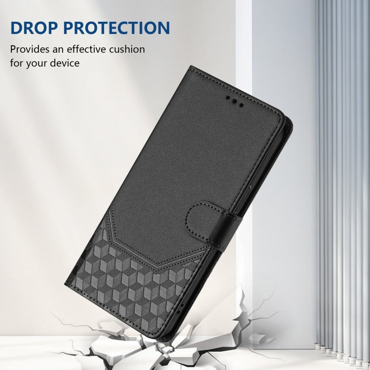 For Motorola Moto G Power 5G 2024 Honeycomb Embossing RFID Leather Phone Case(Black) by buy2fix