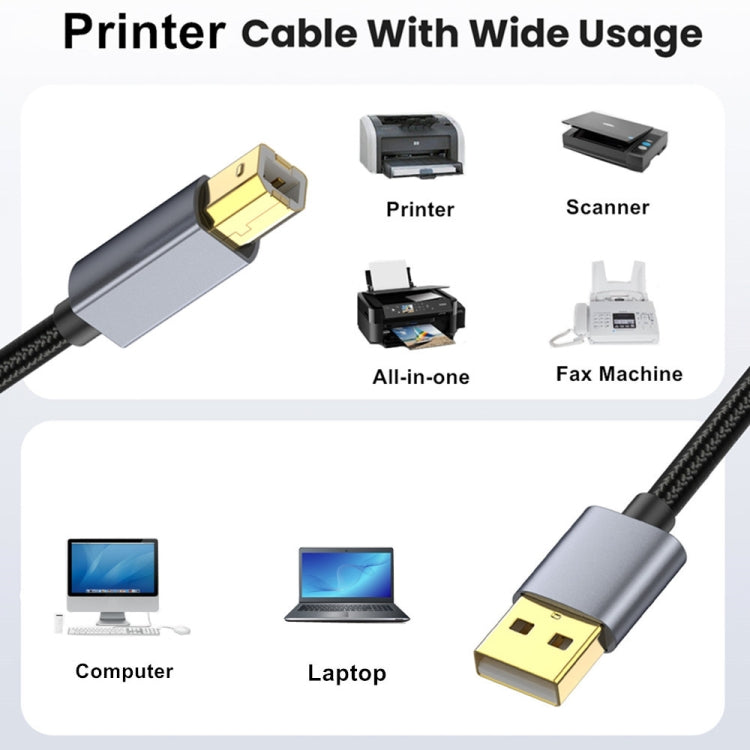 USB 2.0 A Male to B Male Square Port Printer Data Transmission Extension Cable, Length:3m by buy2fix