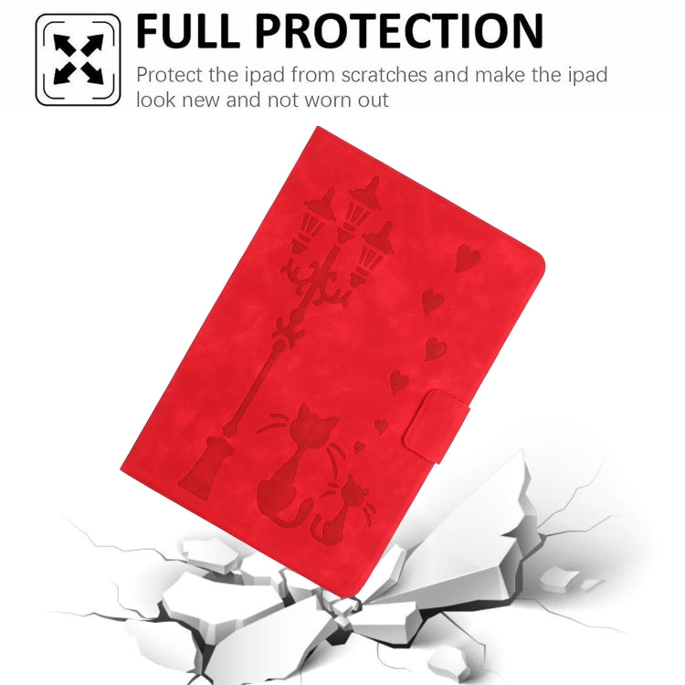 For Lenovo Tab M11 / Xiaoxin Pad 2024 Embossed Couple Cat Smart Tablet Leather Case(Red) by buy2fix