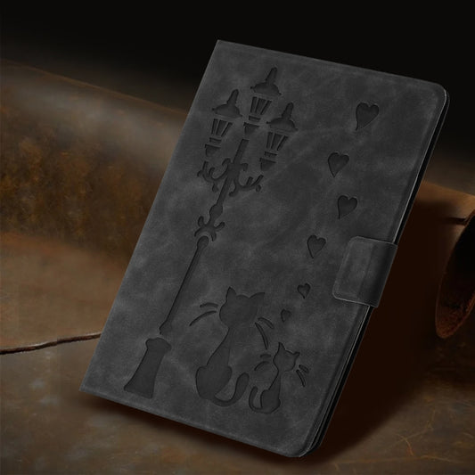 For Lenovo Tab M11 / Xiaoxin Pad 2024 Embossed Couple Cat Smart Tablet Leather Case(Black) by buy2fix
