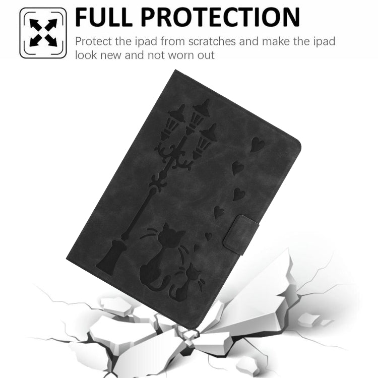 For Lenovo Tab M11 / Xiaoxin Pad 2024 Embossed Couple Cat Smart Tablet Leather Case(Black) by buy2fix