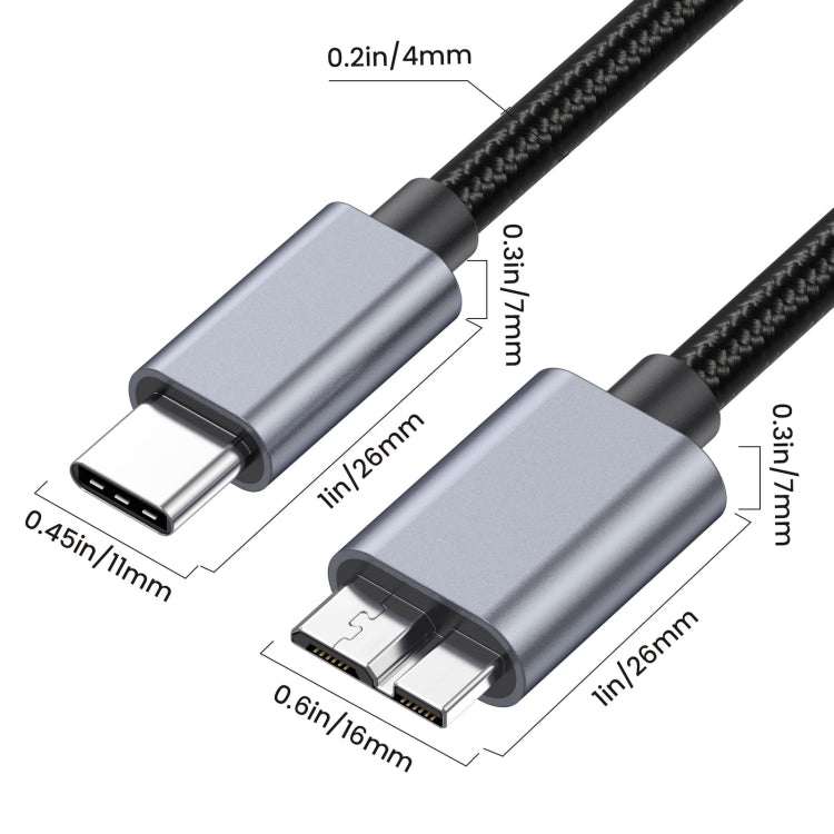 10Gbps USB-C / Type-C 3.1 to Micro B Mobile Hard Disk Adapter Cable, Length:0.5m by buy2fix