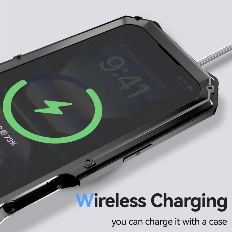 For iPhone 16 Pro Max R-JUST Life Waterproof Dustproof Shockproof Holder Phone Case(Black) by R-JUST