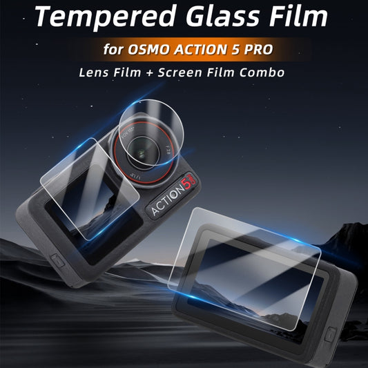 For DJI Osmo Action 5 Pro Sunnylife 3 in 1 Lens Protector Front and Rear Screen Tempered Glass Films, Quantity:1 + 1 + 1 Sets by Sunnylife