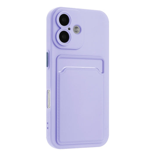 For iPhone 16 Skin Feel Card Contrast Color Button TPU Phone Case(Purple) by buy2fix