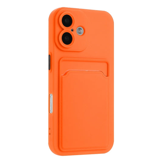 For iPhone 16 Skin Feel Card Contrast Color Button TPU Phone Case(Orange) by buy2fix