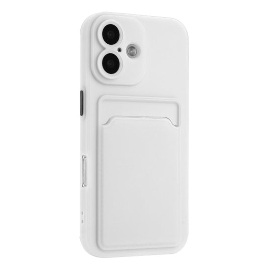 For iPhone 16 Plus Skin Feel Card Contrast Color Button TPU Phone Case(White) by buy2fix