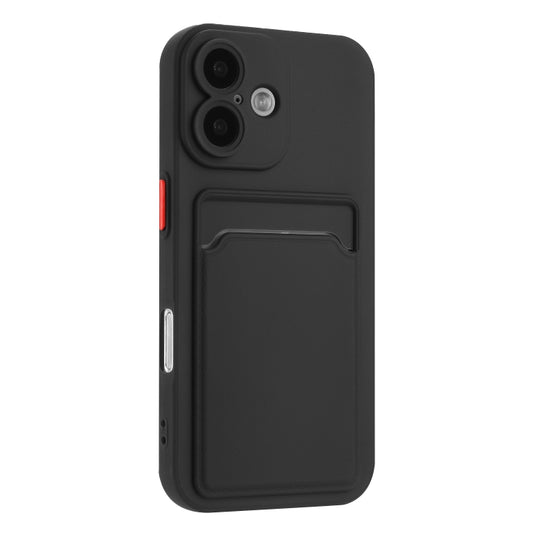 For iPhone 16 Plus Skin Feel Card Contrast Color Button TPU Phone Case(Black) by buy2fix