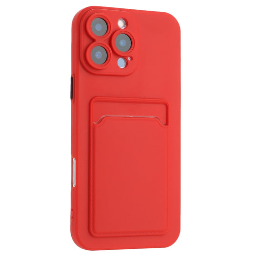 For iPhone 16 Pro Skin Feel Card Contrast Color Button TPU Phone Case(Red) by buy2fix