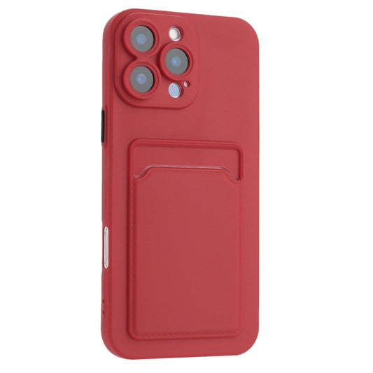 For iPhone 16 Pro Max Skin Feel Card Contrast Color Button TPU Phone Case(Rose Red) by buy2fix