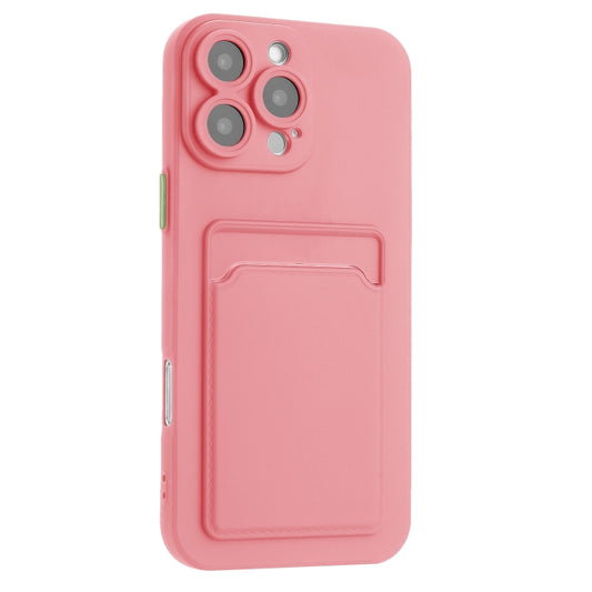 For iPhone 16 Pro Max Skin Feel Card Contrast Color Button TPU Phone Case(Pink) by buy2fix