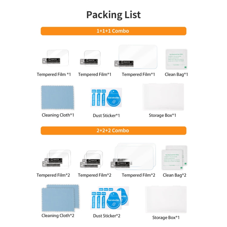 For GoPro HERO13 Black Sunnylife 3 in 1 Lens Protector Front and Rear Screen Tempered Glass Films, Quantity:1 + 1 + 1 Sets by Sunnylife