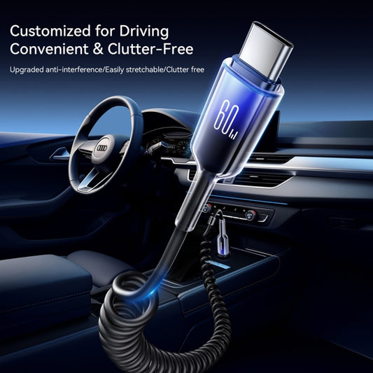 JOYROOM S-A43 60W USB-C / Type-C to USB-C / Type-C Coiled Fast Charging Data Cable, Length:1.5m(Black) by JOYROOM