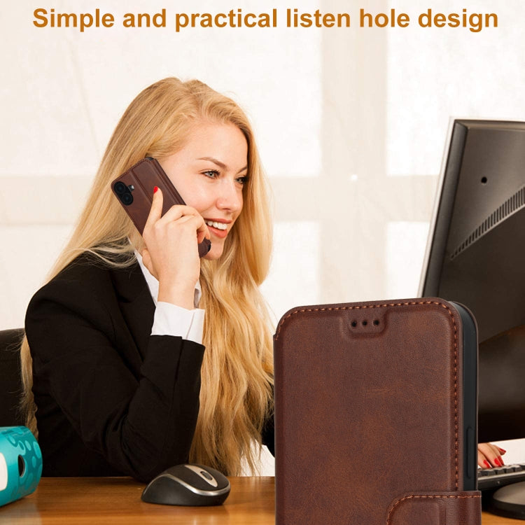 For iPhone 16 Plus Shockproof PU + TPU Leather Phone Case(Brown) by buy2fix