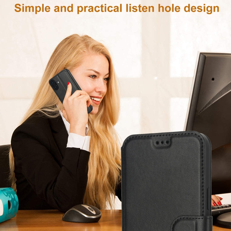 For iPhone 16 Shockproof PU + TPU Leather Phone Case(Black) by buy2fix