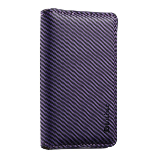 Denior V13 Magsafe Wallet Carbon Fiber Texture Leather Magnetic Card Holder Bag(Purple) by Denior