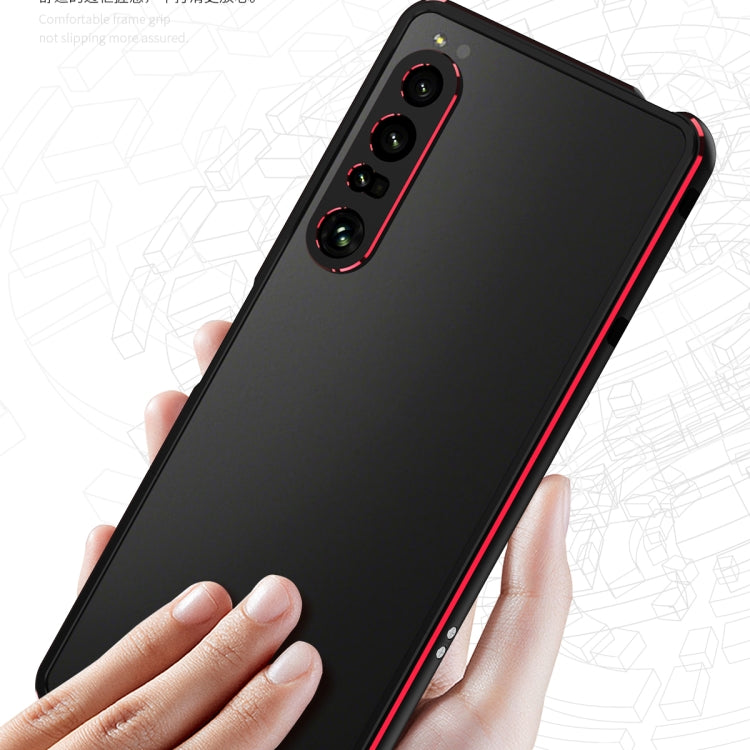 For Sony Xperia 1 VI Aurora Series Lens Protector + Metal Frame Protective Phone Case(Black Red) - Google Cases by buy2fix | Online Shopping UK | buy2fix